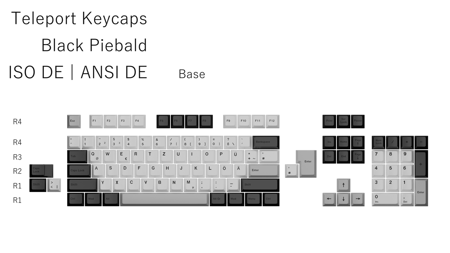 The Teleport Teleport Keycaps (ISO DE - ANSI DE) Full Set Black Piebald