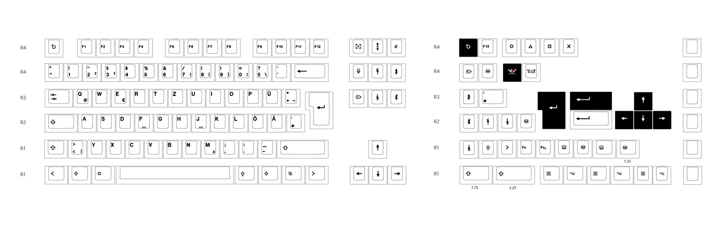 The Teleport Teleport Keycaps (ISO DE - ANSI DE) - SIMVEL Black on White