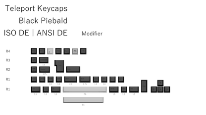 The Teleport Teleport Keycaps (ISO DE - ANSI DE) Full Set Black Piebald