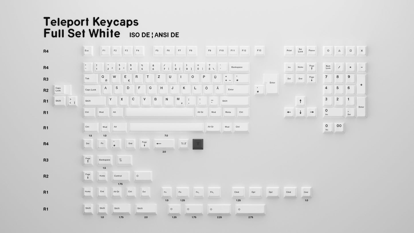 The Teleport Teleport Keycaps (ISO DE - ANSI DE) Full Set White